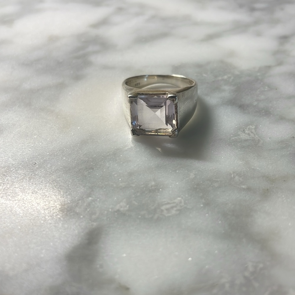 Pink topaz gemstone ring in 925 sterling silver size 6.75